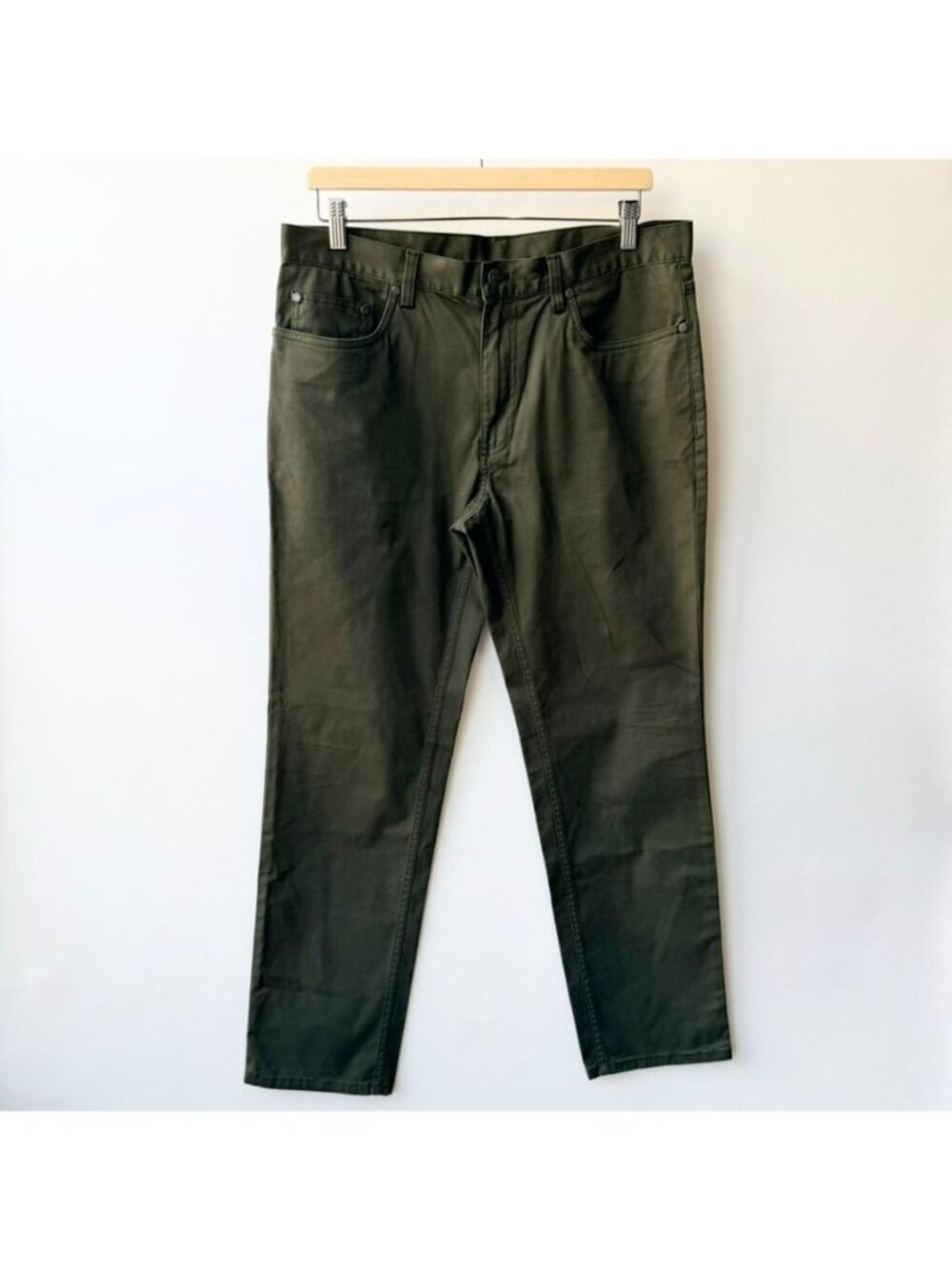 Brooks Brothers 346 Five Pocket Stretch Pants Men's Size 33/30 Olive Green H76
